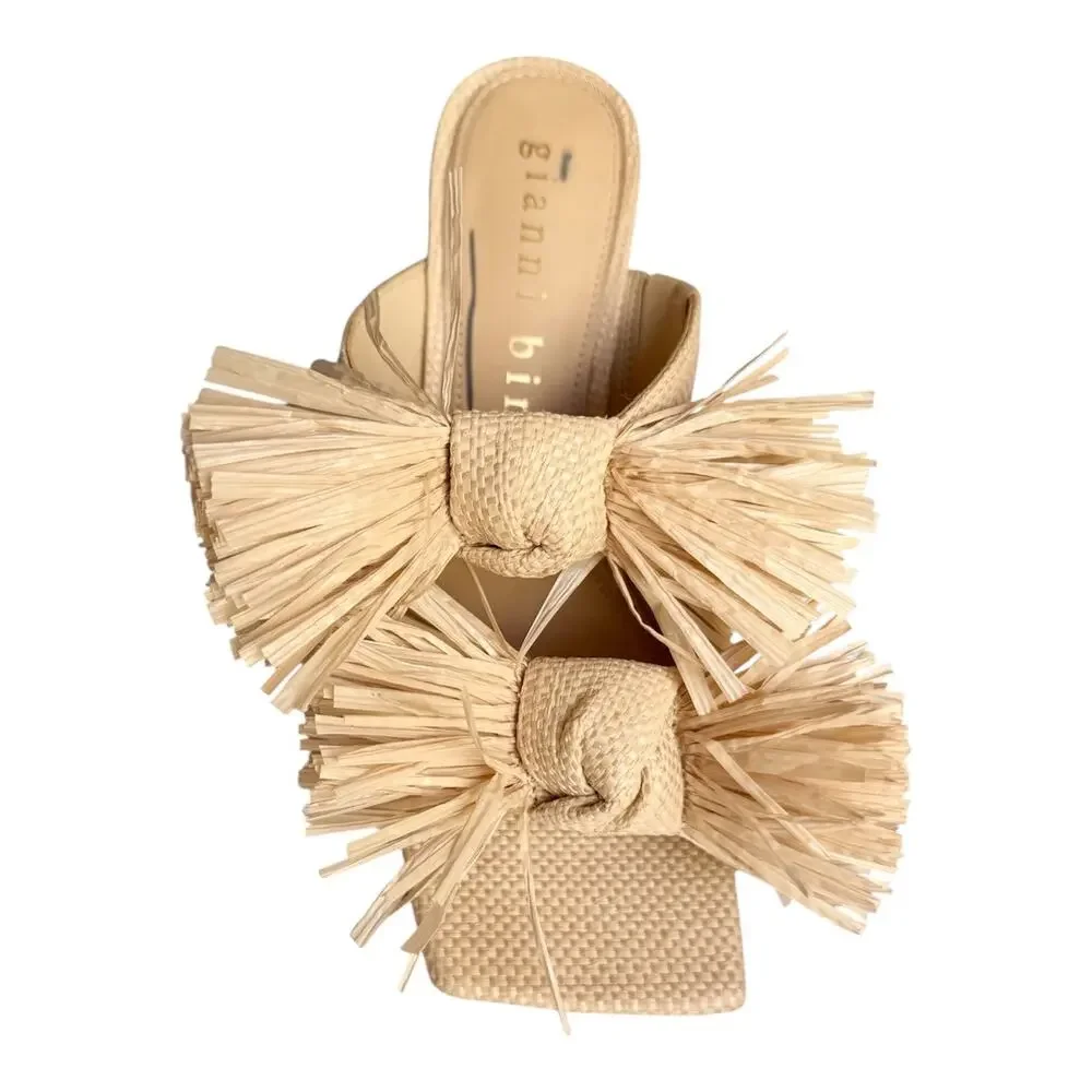 Gianni Bini Raffia Knot Block Heel Mule - Picture 4 of 8